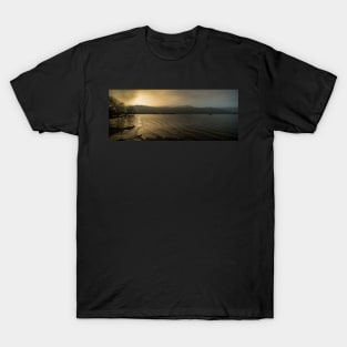 The sun sets over a misty Derwentwater T-Shirt